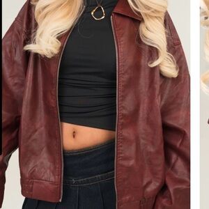 Women's Leather Bomber Jacket
